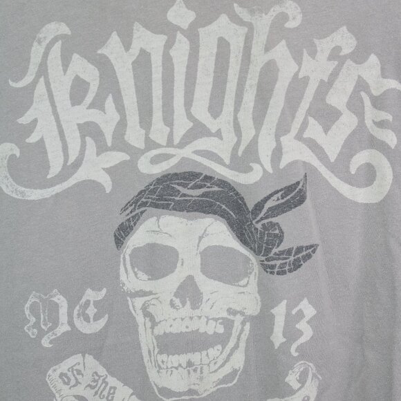 Lucky Brand T-Shirt Large Classic Fit Gray Knights of Black Cross Short Sleeve - Picture 3 of 7
